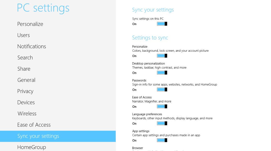 Windows 8 Settings